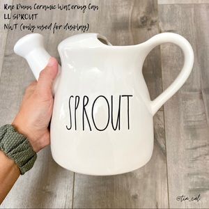 Rae Dunn Large Letter SPROUT ceramic Watering Can